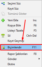 Görünüm biçimlendirme